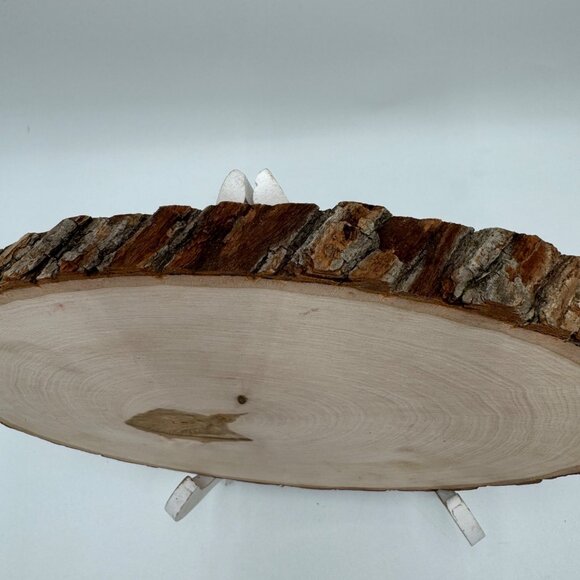 Natural hand cut wood slice hand painted with Merry. Christmas and Tree raw edge - Picture 8 of 10
